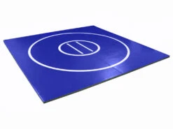 AK Athletic Equipment 8' X 8' X 1 3/8" Roll-Up Wrestling Mat -Exercise Mat 10 10 blue with white circles and starting lines 339c83f6 bbe8 4f3c 98a9 c28625964e03