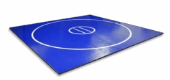 AK Athletic Equipment 15' X 15' X 1 3/8" Roll-Up Wrestling Mat -Exercise Mat 12 12 blue with white circles and lines 6977e237 d3e1 4723 9d67 bc3d01ebc79e