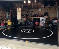 AK Athletic Equipment 14' X 14' X 1 3/8" Roll Up Wrestling Mat -Exercise Mat 14 x14 blackgaragewrestlingmat
