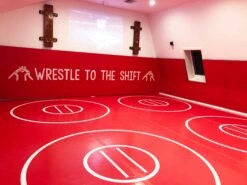AK Athletic Equipment 20' X 20' X 1 3/8" Roll-Up Wrestling Mat With Four Practice Circles -Exercise Mat 20 x20 redwresltingmat