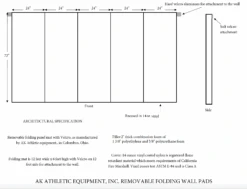 AK Athletic Equipment 6' X 12' X 2" Removable Folding Gym Wall Pad 9 AK Athletic Equipment 6' X 12' X 2" Removable Folding Gym Wall Pad -Exercise Mat 6x12x2RemovableFoldingGymWallPads