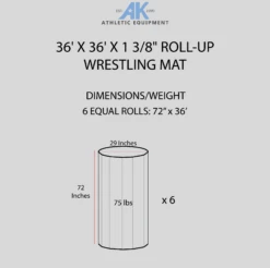 AK Athletic Equipment 36' X 36' X 1 3/8" Roll-Up Wrestling Mat -Exercise Mat AKATHLETICSWRESTLINGMAT36X36