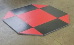 AK Athletic Equipment 8' X 8' Remnant Octagon Wrestling Mat Black And Red Vinyl