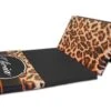 AK Athletic Equipment Leopard Print Monogram 4' X 8' Folding Gymnastics Mat -Exercise Mat leopard with name and drop shadow black