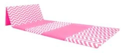 AK Athletic Equipment Chevron Zigzag 4' X 12' X 1 3/8" Advanced Level Folding Gymnastics Mat -Exercise Mat partially folded 6 x 12 x 1 38 pink and white chevron