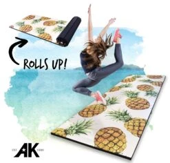 AK Athletic Equipment Roll Up Pineapple Print 4' X 12' X 1 3/8" Advanced Level Gymnastics Mat