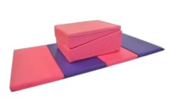 AK Athletic Equipment 4' X 8' X 2" Pink Purple Gymnastics Folding Mat And Pink Incline Combo