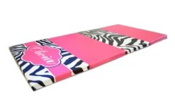 AK Athletic Equipment Zebra Print Monogram 4' X 8' Folding Gymnastics Mat -Exercise Mat zebra flat mat pink name drop shadow